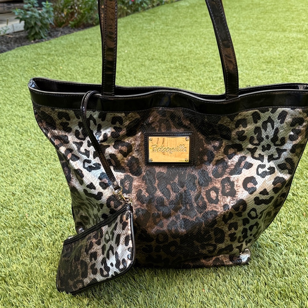 Leopard Print Tote Bag with Detachable Pouch